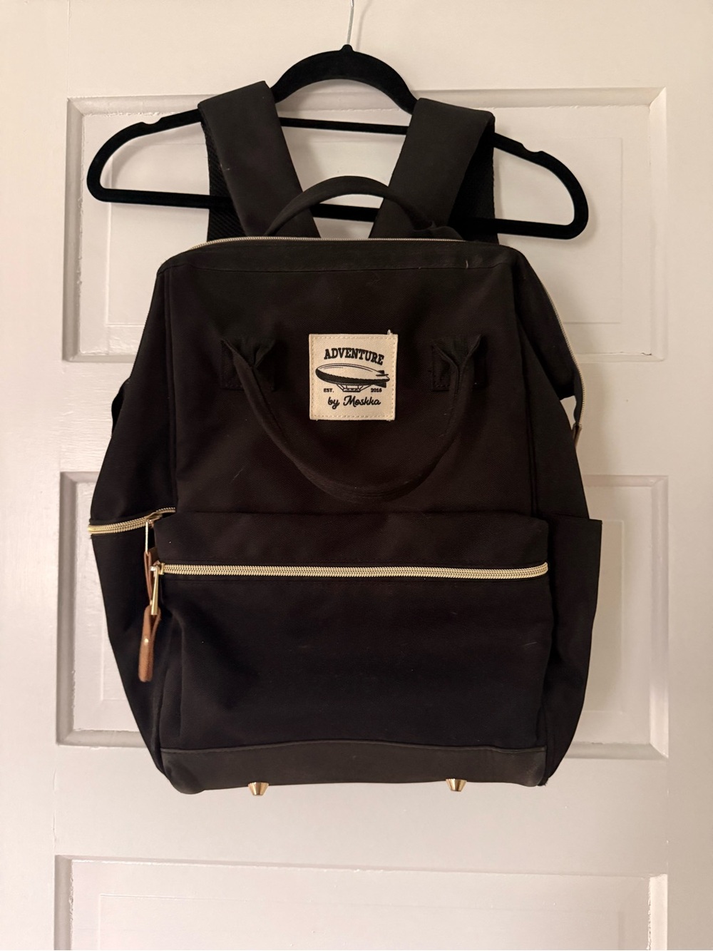 Moskka Black Canvas Backpack Diaper Bag